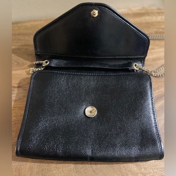 AUTH VINTAGE RARE DIOR BLACK LEATHER MINI FLAP BAG & GOLD ORIGINAL CHAIN - Picture 5 of 17